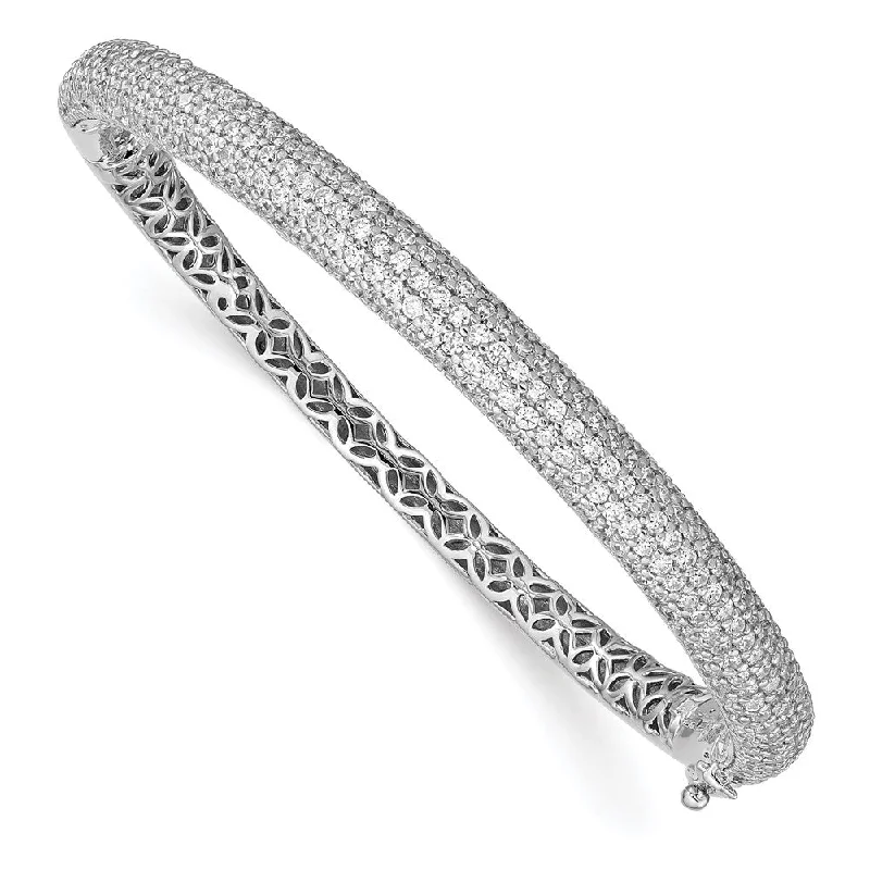 Women’s round bangles-Sterling Silver PavÇ Rhodium-plated 283 Stone CZ Bangle-WBC-QB666