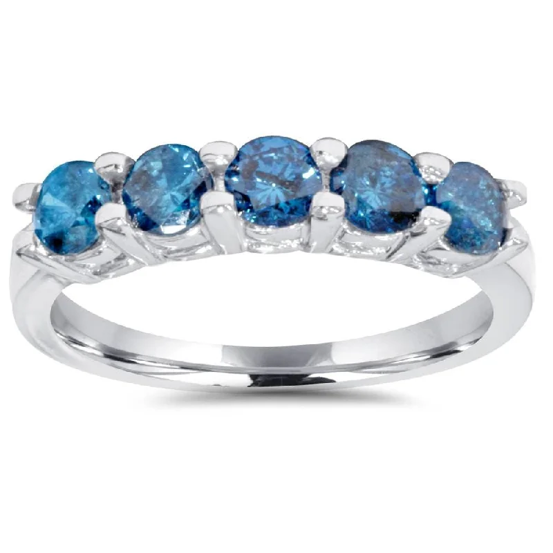 Women’s engagement rings for her-1/2ct Blue Diamond Wedding Ring White Gold