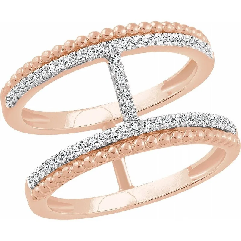 Women’s pearl rings-14K Rose Gold 1/5 CTW Diamond Negative Space Ring for Women