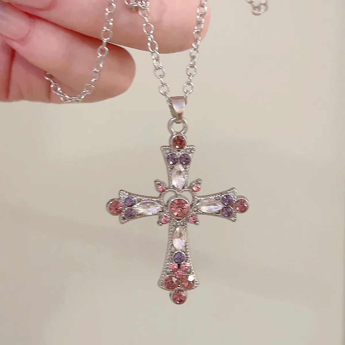 Women’s diamond necklaces-Ig Style Y2k Cross Heart Shape Rhinestones Alloy Wholesale Pendant Necklace