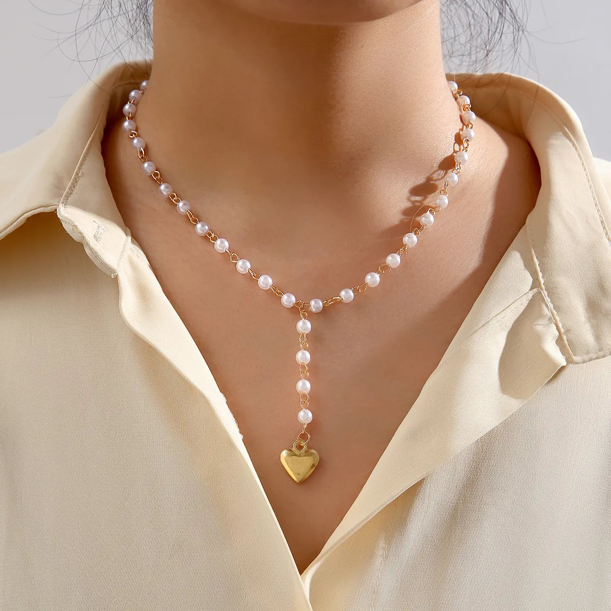 Women’s chain necklaces-Ins Style Heart Shape Alloy Plating Artificial Pearls Women's Pendant Necklace