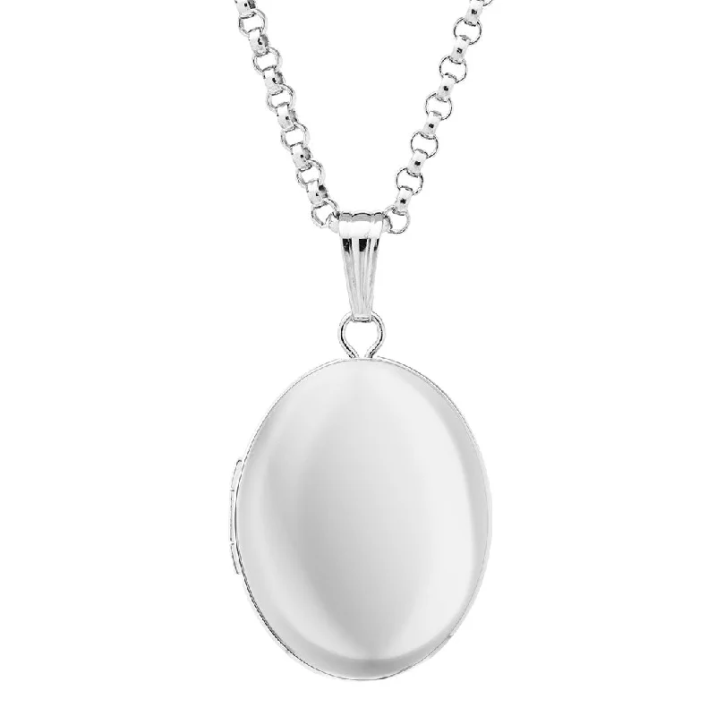 Women’s crystal necklaces-Sterling Silver 14x17mm Oval Locket Necklace