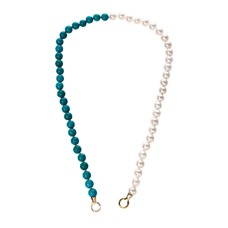 Women’s heart pendant necklaces-Marla Aaron Akoya Pearl & Turquoise Half & Half Strand