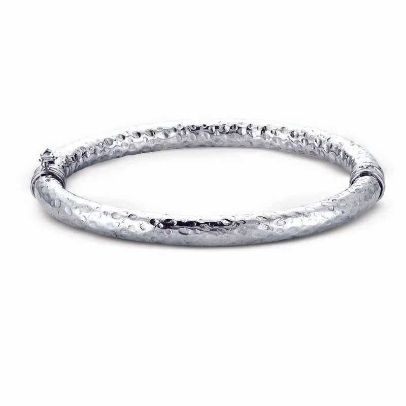 Women’s silver bangles-STERLING SILVER HAMMERED BANGLE