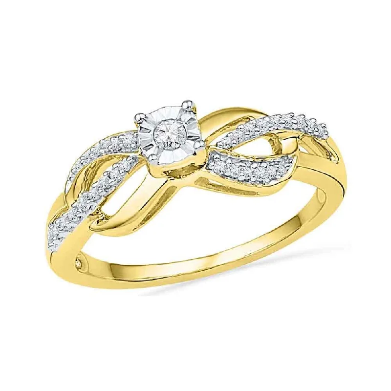 Women’s animal rings-10k Yellow Gold Womens Round Diamond Solitaire Infinity Promise Ring (1/6 Cttw, G-H Color, I2-I3 Clarity)