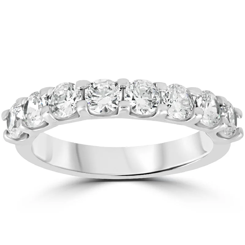 Women’s engagement rings with round diamonds-2ct Diamond U Prong Wedding Ring White Gold Anniversary Band