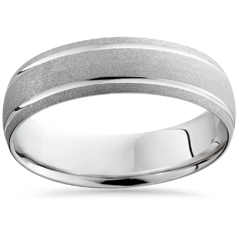 Women’s vintage engagement rings-Mens 950 Platinum Brushed Comfort Fit Wedding Ring Band