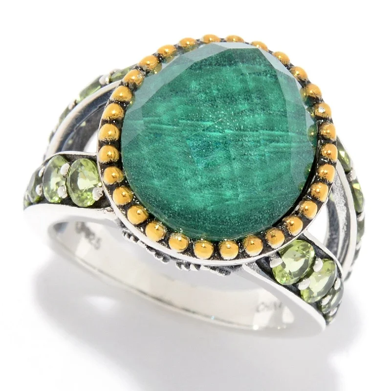 Women’s unique gemstone engagement rings-Malachite Doublet With Peridot Gemstone Ring