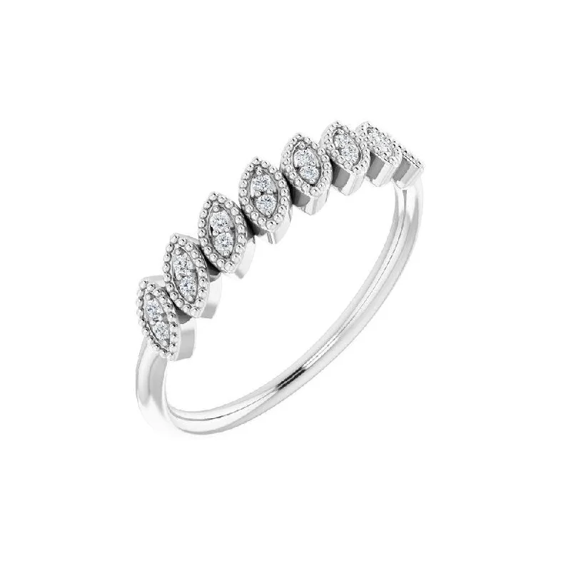 Women’s yellow gold rings-14K White Gold 1/8 CTW Diamond Leaf Ring for Women