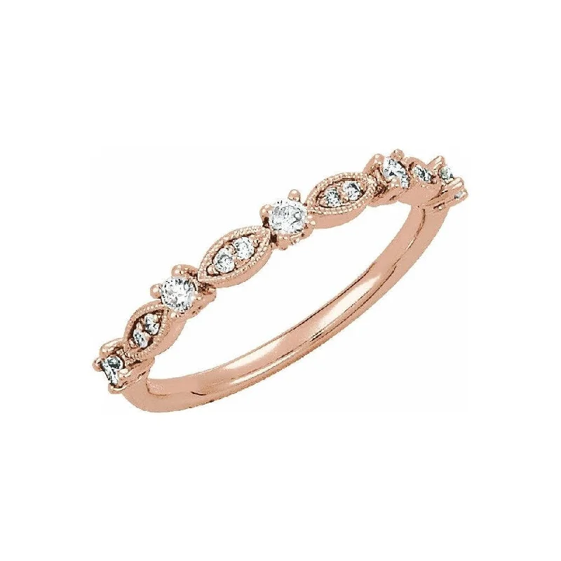 Women’s sparkling rings-14K Rose Gold 1/5 CTW Diamond Granulated Stackable Ring for Women