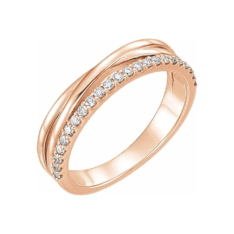 Women’s colorful rings-14K Rose Gold 1/4 CTW Diamond Criss-Cross Ring for Women