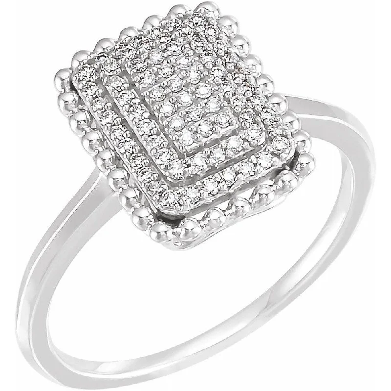 Women’s mixed metal rings-14K White Gold 1/5 CTW Diamond Rectangle Cluster Ring for Women