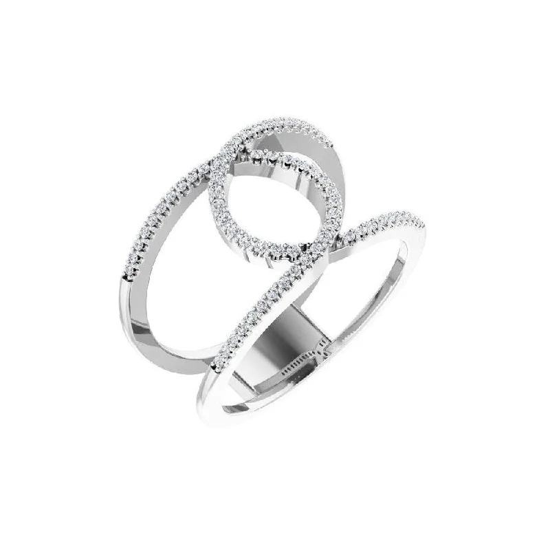 Women’s anniversary bands-14K White Gold 1/5 CTW Diamond Interlocking Loop Ring for Women