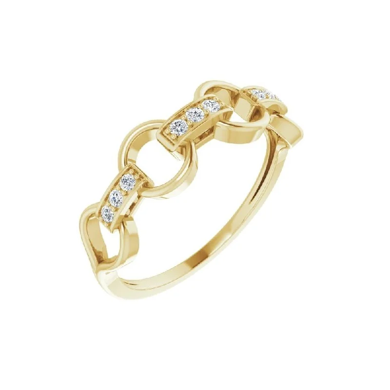 Women’s engagement rings with diamonds-14K Yellow Gold 1/10 CTW Diamond Link Ring for Women