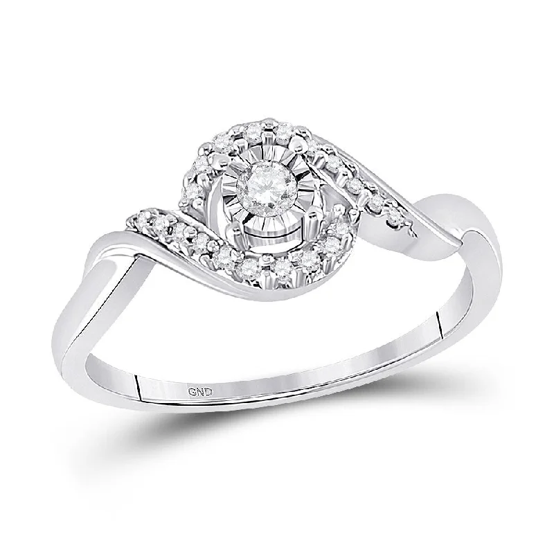 Women’s large gemstone rings-10k White Gold Womens Round Diamond Solitaire Twist Promise Ring (1/6 Cttw, G-H Color, I2-I3 Clarity)