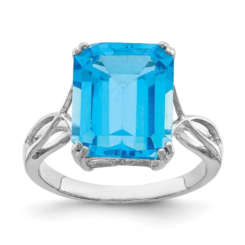 Women’s designer engagement rings-Curata 925 Sterling Silver Blue Topaz Ring