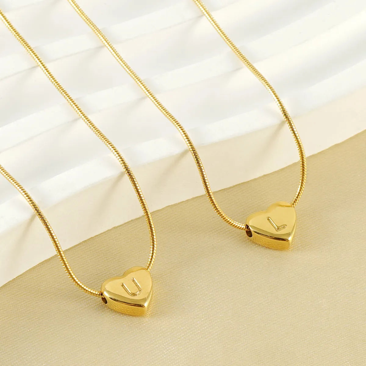 Women’s vintage gold necklaces-Lady Letter Heart Shape Stainless Steel Titanium Steel Plating Titanium Steel Necklace