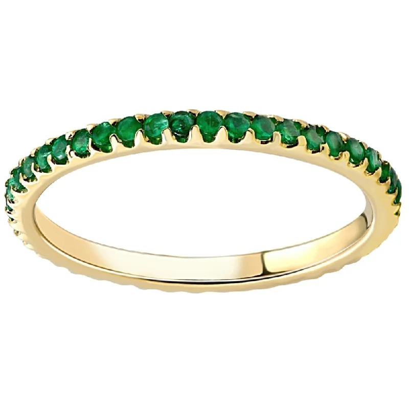 Women’s large statement rings-1/2Ct Emerald Eternity Ring Anniversary Band Yellow Gold