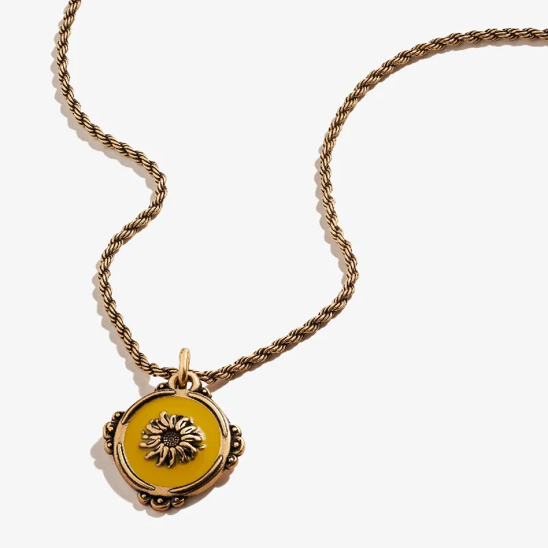 Women’s long pendant necklaces-Token of Adoration Sunflower Charm Necklace