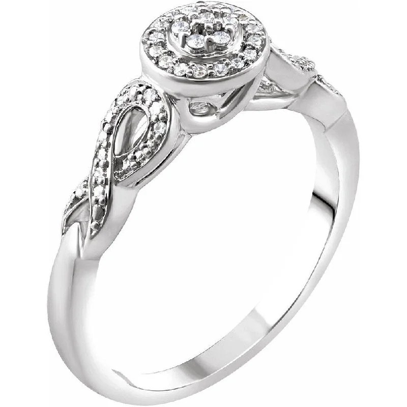 Women’s statement gemstone rings-10K White Gold 1/10 CTW Diamond Promise Ring for Women