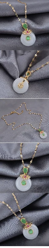 Women’s infinity symbol necklaces-Korean Fashion  Simple Jade Pendant  Necklace