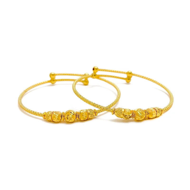 Women’s fashionable bracelets-Lovely High-Finish 22k Gold Adjustable Baby Bangle Pair