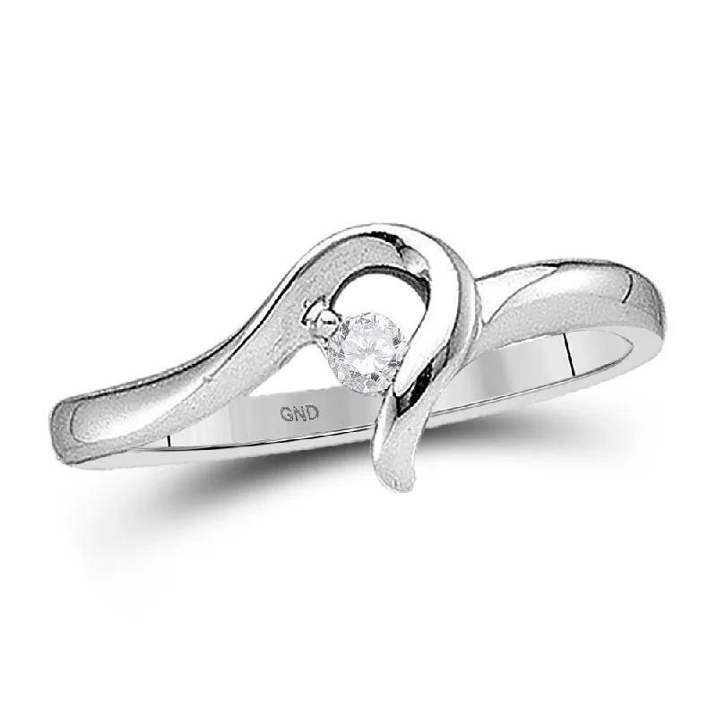 Women’s sterling silver rings-10k White Gold Womens Round Diamond Solitaire Promise Ring (1/20 Cttw, G-H Color, I2-I3 Clarity)