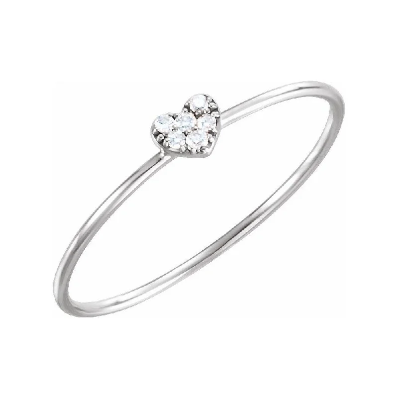 Women’s cushion-cut rings-14K White Gold .03 CTW Diamond Petite Heart Ring for Women