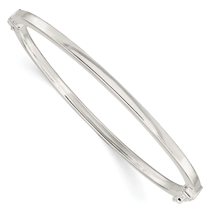 Women’s infinity bracelets-Sterling Silver Polished Flat Hinged Bangle-WBC-QB1413