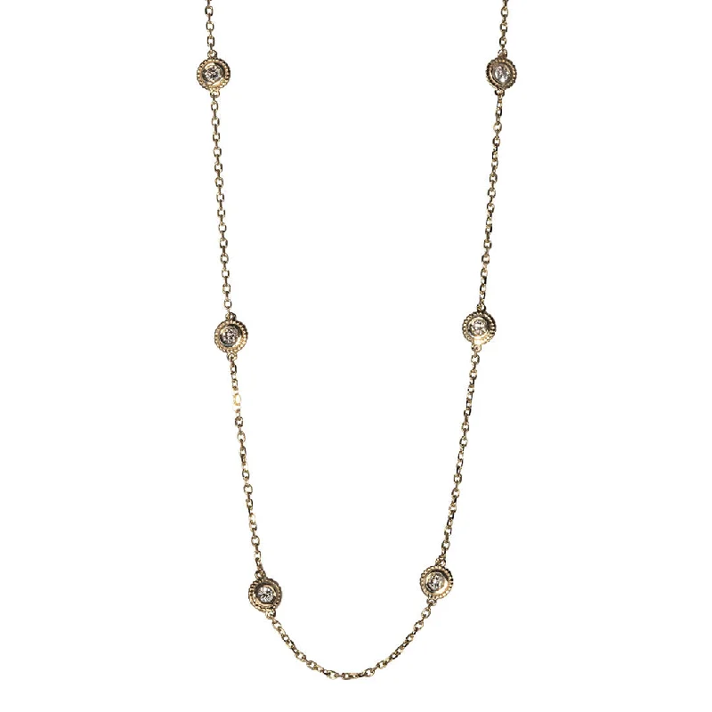 Women’s statement chain necklaces-.75ctw Diamond by the Yard 10 Station 14K Yellow Gold Necklace