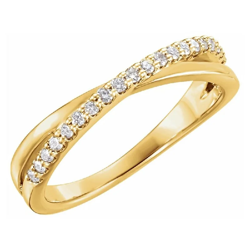 Women’s round diamond rings-14K Yellow Gold 1/5 CTW Diamond Criss-Cross Ring for Women