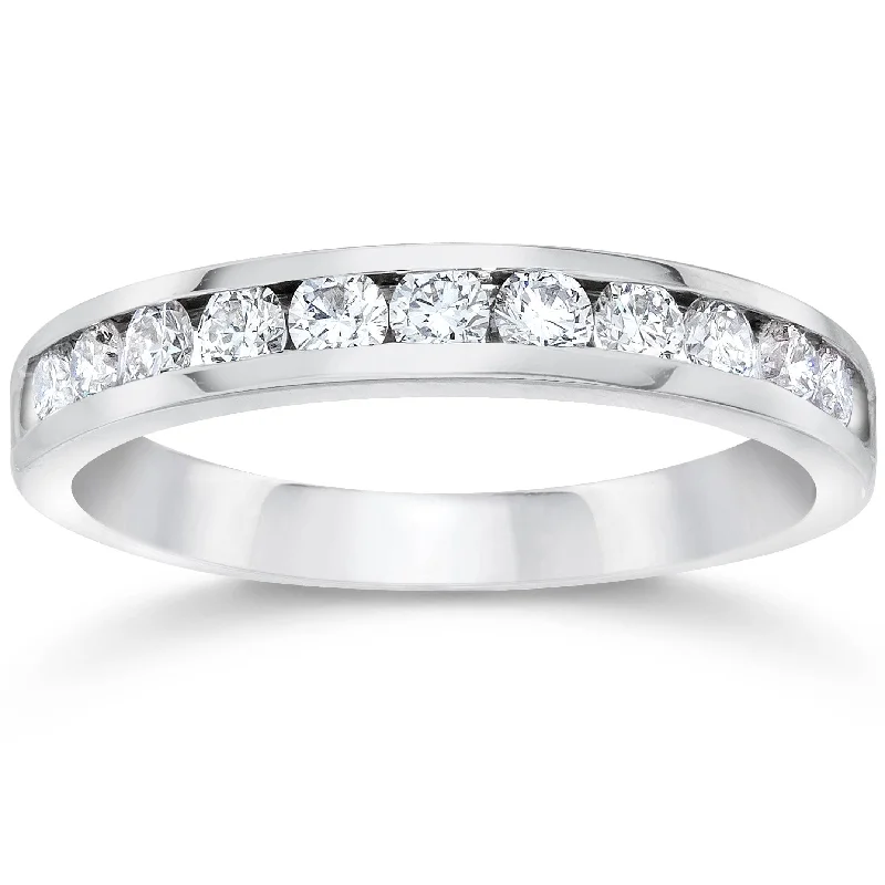 Women’s yellow gold engagement rings-950 Platinum Channel Set Diamond 1/2ct Wedding Ring