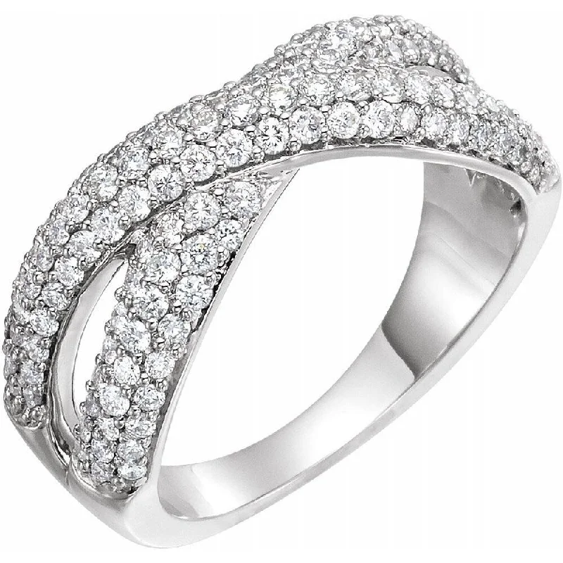 Women’s infinity rings-14K White Gold 1 CTW Diamond Criss-Cross Ring for Women