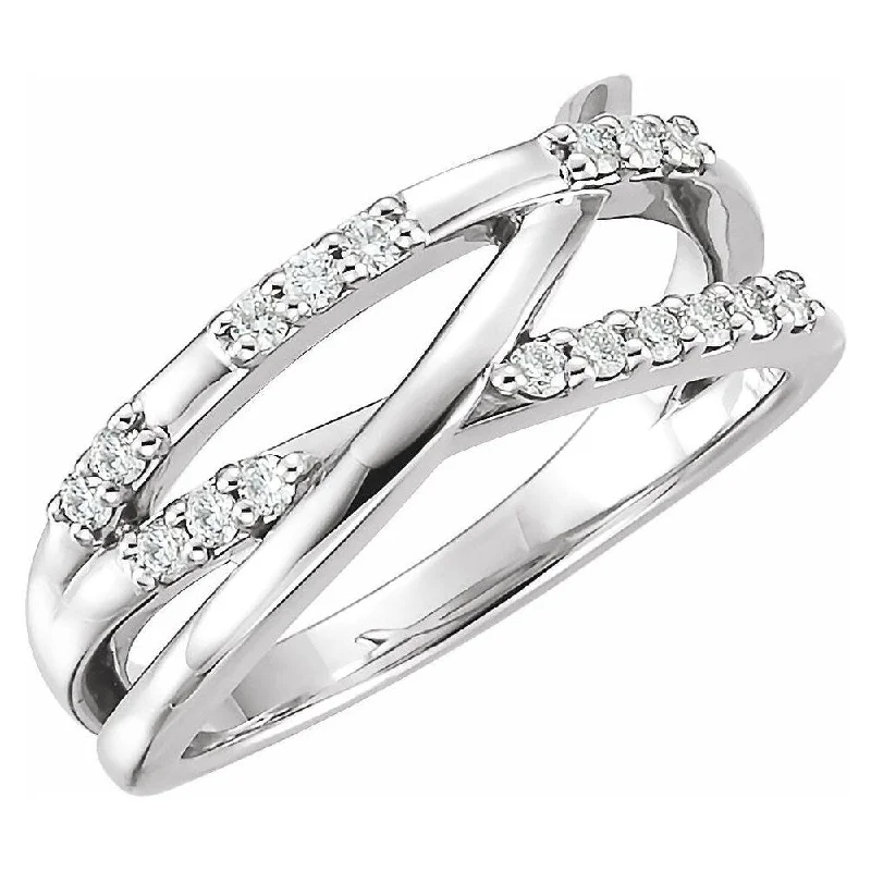 Women’s stylish engagement rings-14K White Gold 1/4 CTW Diamond Criss-Cross Ring for Women