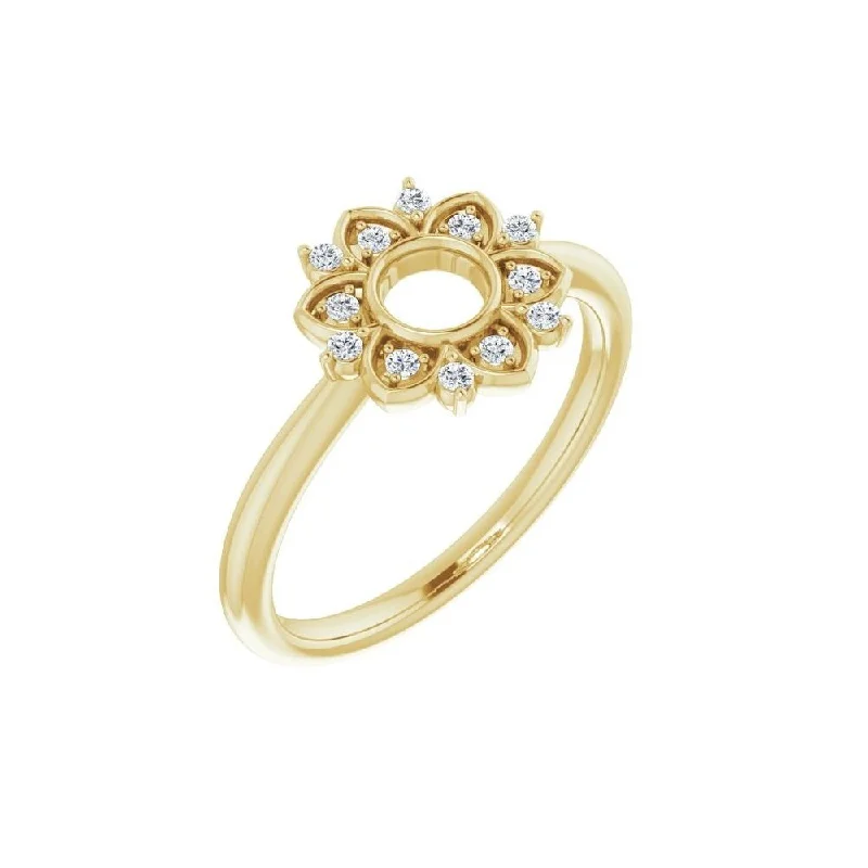 Women’s trendy gemstone rings-14K Yellow Gold 1/10 CTW Diamond Starburst Ring for Women