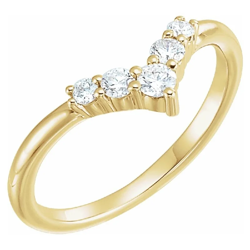 Women’s silver wedding rings-14K Yellow Gold 1/4 CTW Diamond Graduated "V" Ring for Women