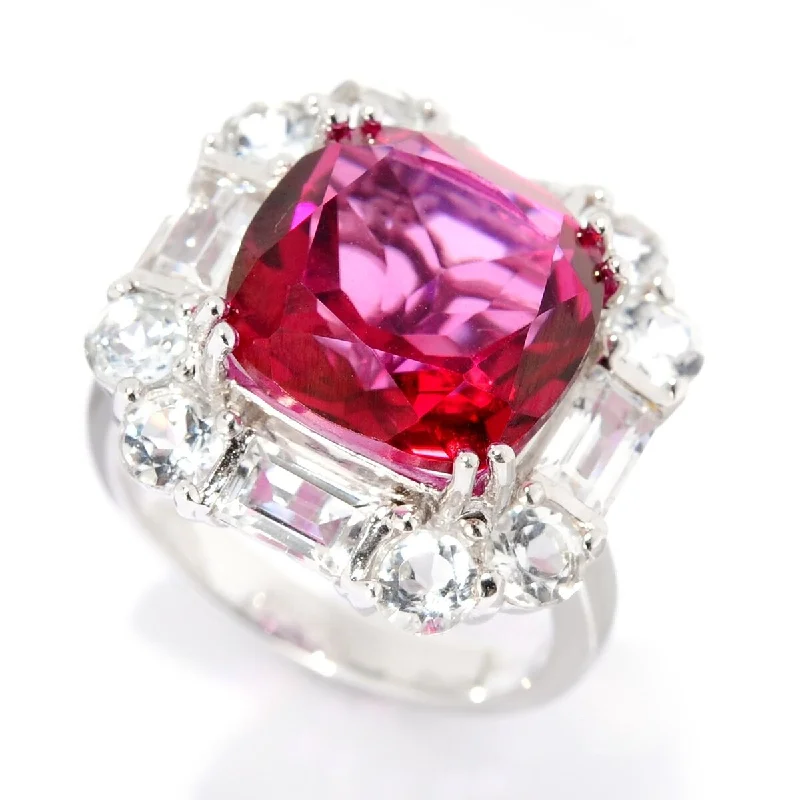 Women’s round-cut engagement rings-Ruby Quartz Gemstone Ring, 925 Sterling Silver Ring