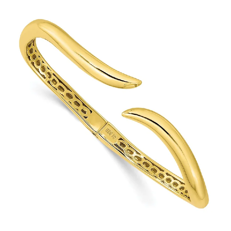 Women’s modern bracelets-Sterling Silver Gold-tone Polished Wavy Hinged Bangle-WBC-QB1408