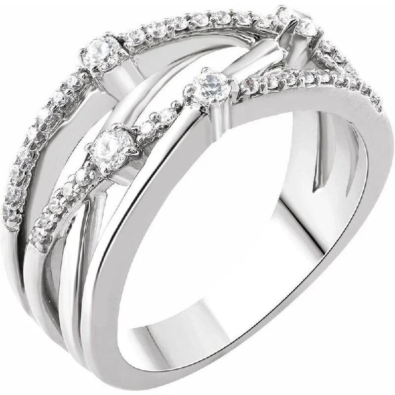 Women’s infinity rings-14K White Gold 1/3 CTW Diamond Criss-Cross Ring for Women