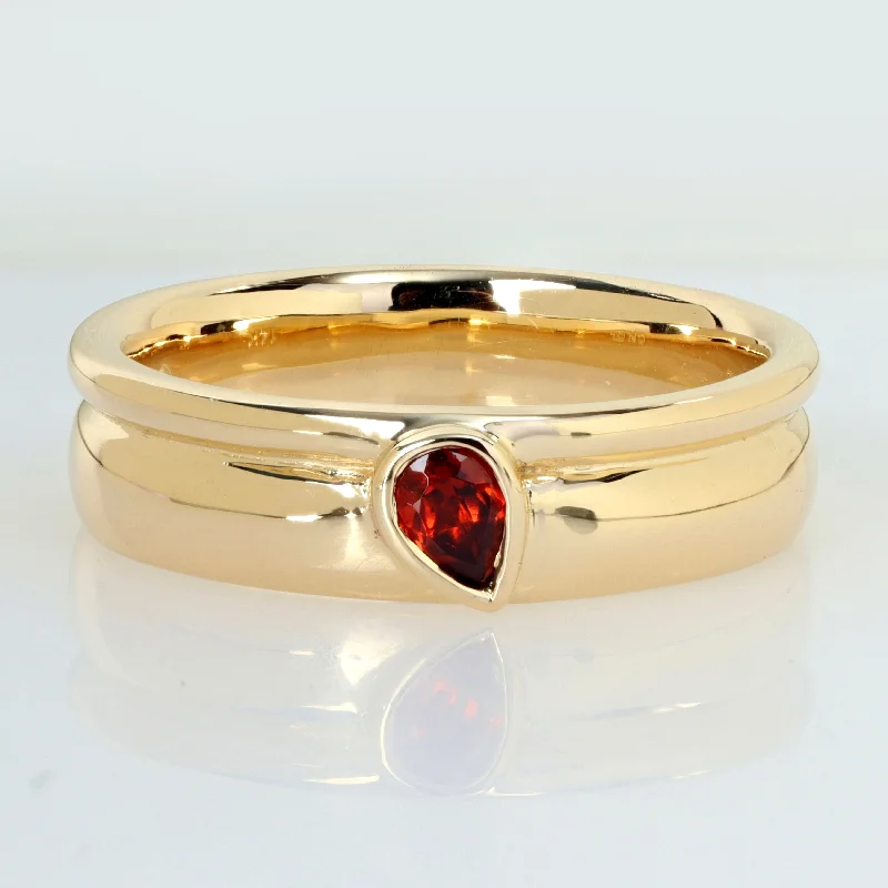 Women’s rings with colored stones-Miadora 1/5ct TGW Pear-Cut Garnet Ring 14k Yellow Gold