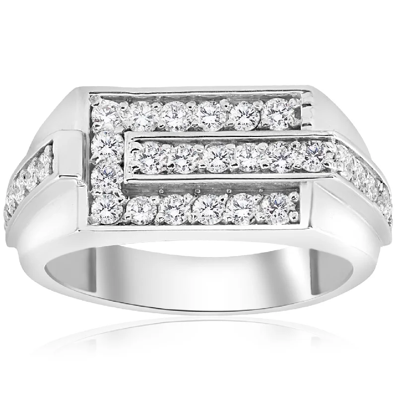 Women’s elegant engagement rings-3/4ct Diamond Mens Wedding Ring White Gold