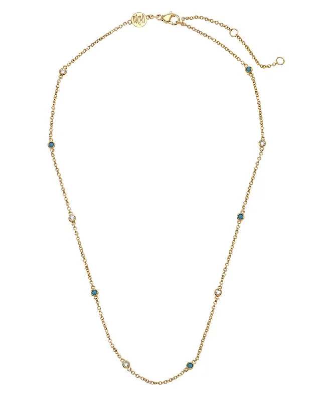 Women’s romantic necklaces-Goldbug Turquoise Scattered Sparkle Necklace