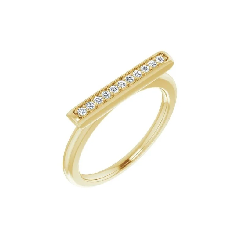 Women’s elegant wedding rings-14K Yellow Gold 1/10 CTW Diamond Bar Ring for Women