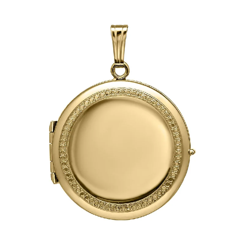 Women’s antique necklaces-14K Gold Filled 23mm Engraved Round 4 Photo Locket Necklace