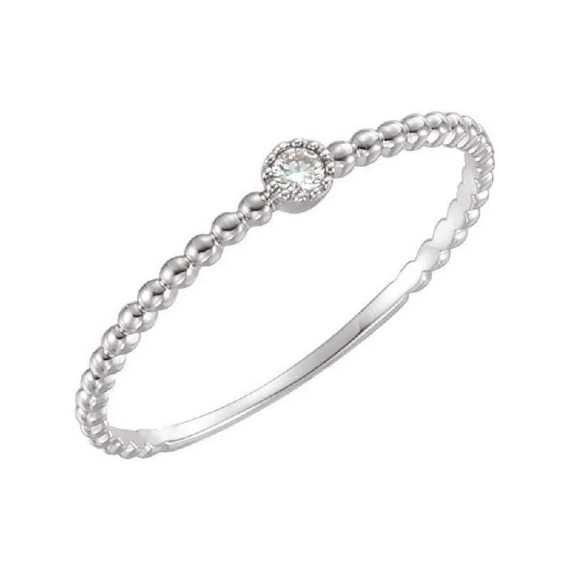 Women’s antique rings-14K White Gold .03 CTW Diamond Beaded Bezel-Set Ring for Women