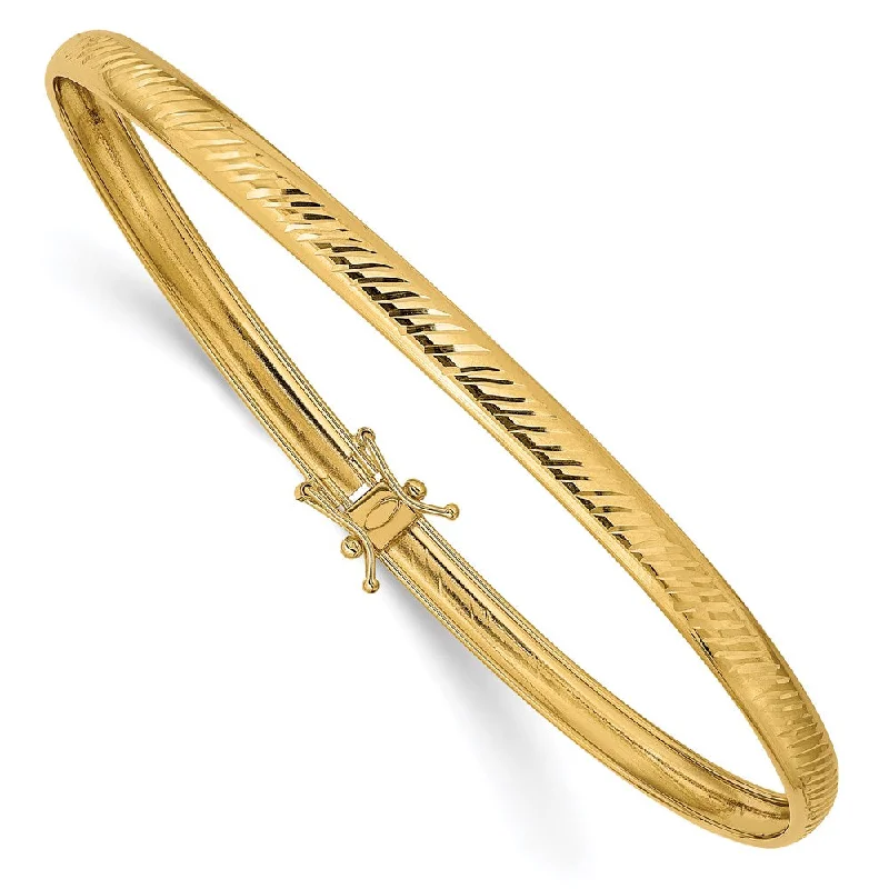 Women’s custom bangle bracelets-14K Yellow Gold Polished D/C Flexible Bangle-WBC-DB599