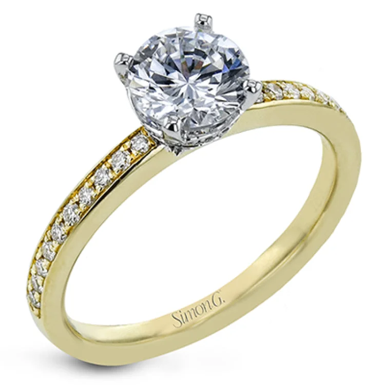 Women’s gold engagement rings-18K white gold engagement ring featuring .22cttw diamonds.  (center stone sold separately)