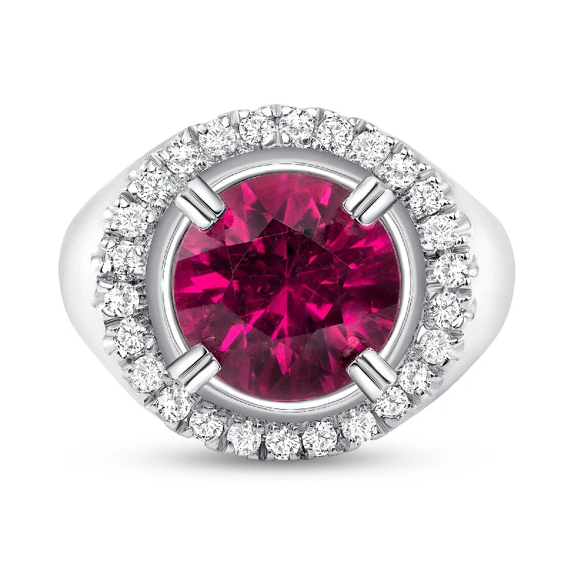 Women’s sapphire rings-2.72 ct Rubelite and Diamond Ring in 14k White Gold