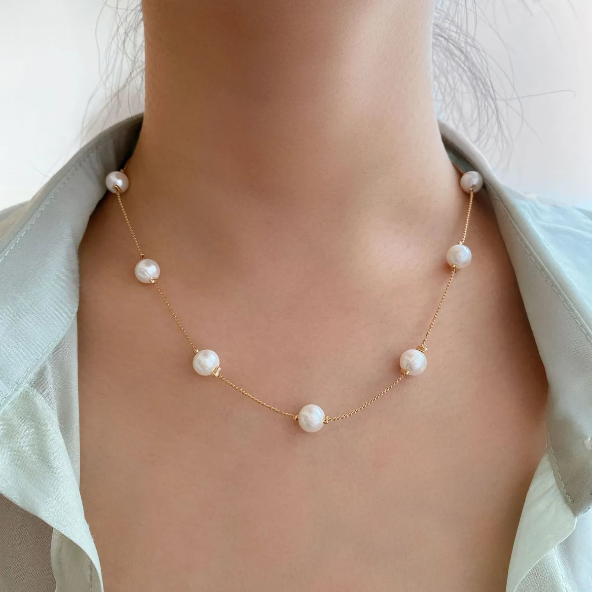 Women’s crystal necklaces-Fashion Geometric Alloy Metal Artificial Pearls Women's Necklace