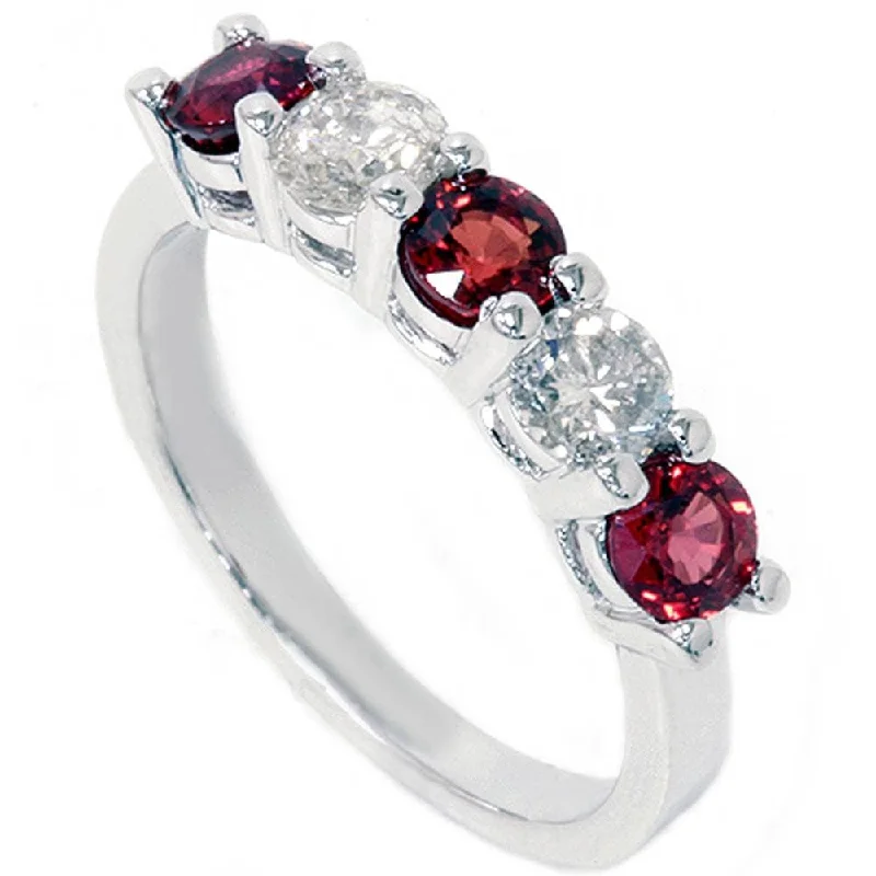 Women’s classic engagement rings-1 1/2ct Ruby & Diamond Wedding Ring White Gold Five Stone